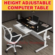 Hand Crank Free Lift Height Adjustable Computer Table for Office Manual PC Desk/ Ready Stock