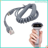 WU 9ft Coiled Type A to RJ48 Spiral USB Cable for Symbol LS2208 Barcode Scanner