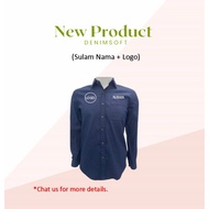 CLEARANCE Korporat Lengan Panjang Lelaki Denim NAVY SULAM LOGO + NAMA FD-729N