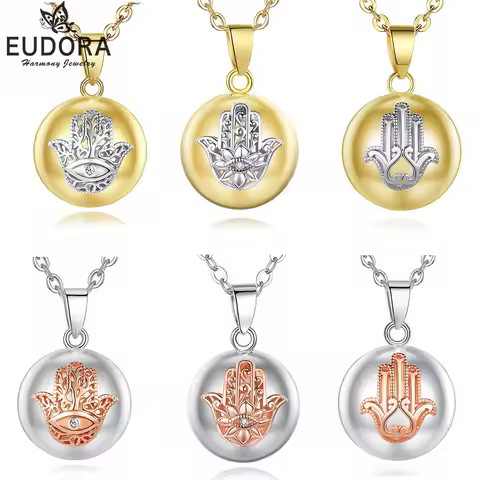 Eudora Harmony Ball Hamas Hand Pregnancy Chime Evil Eye Angel Caller Lotus Of Fatima Pendant Necklac