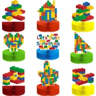 9 Pieces Building Block Birthday Party Supplies Building Block Honeycomb Centerpieces Boy Girl Birth