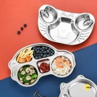 H&X Children's Stainless Steel 3Grid and 5Grid Divided Dinner Plates Set for Tableware