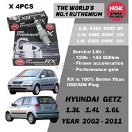 NGK Premium RX Spark Plug - Hyundai Getz 1.3L G4EH SOHC 8V 1.4L G4EE 1.6L G4ED DOHC 16V ( Year 2002-
