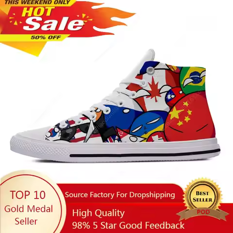 Countryballs Polandball High Top Sneakers Men Women Teenager Fashion Casual Shoes Canvas Running Sho