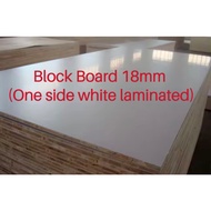 Block Board 18mm | One Side White Laminated | White PVC Plywood | Kayu Papan Putih | Custom Cut