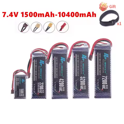 7.4V Lipo Battery 2S 1500mah 2200mah 3000mah 3300mah 4200mah 5200mah 6000mah 10400mah 7.4V Dean T XT