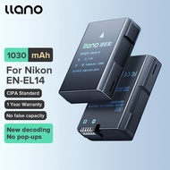 LLANO แบตเตอรี่กล้อง Nikon EN-EL14 1030mAh สำหรับ D3100/D3200/D3300/D3400/D3500/D5100/D5200/D5200/D5500/D5600/Coolpix P7000/Coolpix P7100/Coolpix P7700/Coolpix P7800