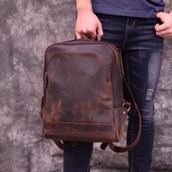 Genuine Leather Men's Backpack - crazy hourse Leather Men's Bag