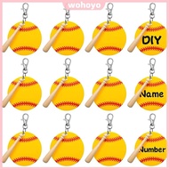 12 Set Baseball Acrylic Keychain DIY Baseball Keychain Blanks Kit (Yellow) [wohoyo.sg]