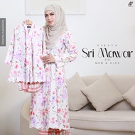 HASNURI Kebaya Sri Mawar Mom & Kids 2.0 | Baju Kebaya Labuh Moden Muslimah Cloud Cotton Printed Embr