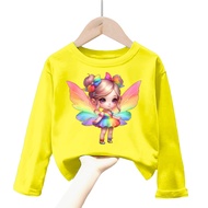 kaos anak perempuan gambar girl butterfly lengan panjang Tshirt kids 1-12 tahun k.138