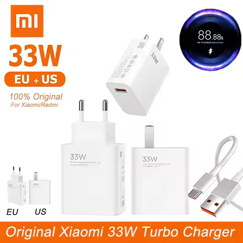 Original Xiaomi Charger 33W Fast Turbo EU US Charger For Mi 12 Ultra 11T 10T POCO X5 X4 X3 Redmi K30