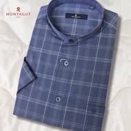 Montagut Mandarin Collar Regular Fit Short Sleeve Shirt Straight Hem With Side Slit