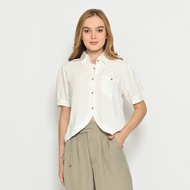 QUEENTIN Kemeja Casual Wanita 0342 Katun Rayon Polos Premium Lengan Balon Pendek