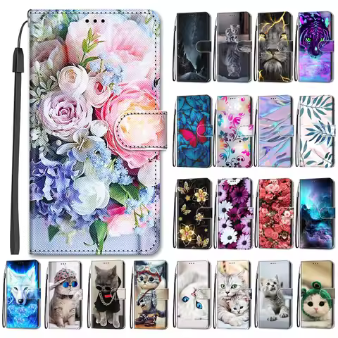 Flower Pattern Flip Case For Samsung Galaxy S7 S8 S9 Plus S9+ G930F G950F G960F G965F Wallet Leather