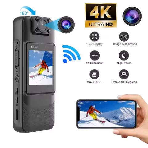 4K HD Mini WiFi Camera Infrared Night Vision Clip-On Body-Worn Camera Suitable for Law Enforcement R