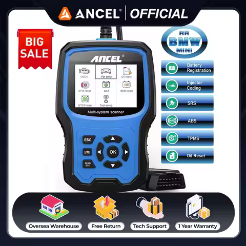 ANCEL BM700 PRO OBD2 Automotive Scanner Injector Coding EPB SAS Airbag ABS Oil Reset All System OBD 