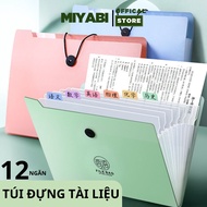 Túi đựng tài liệu nhiều ngăn a4 - 12 ngăn - bìa đựng tài liệu nhiều ngăn khóa dây cao cấp - MIYABI S