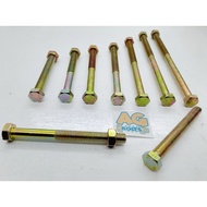 M8 Nut Bolt (12 an Bolt) Yellow Length 70 to 150 mm / 7 - 15 cm