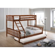 ALLY Bunk Bed Double + Single + Trundle / Double Decker Wooden Bedframe Katil Kayu 2 Tingkat / Katil beroda