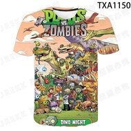 Summer Hot Game Plants vs Zombies PVZ kids 3d Print Tshirt Casual Short Sleeve girl Tops Casual O-ne