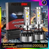 【In stock】AOTOINK 1 pair 200W Car Headlight H4 LED H7 9005 HB3 H1 H3 H11 H8 Auto LED Headlight Bulb 