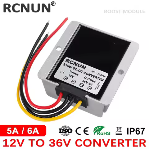 RCNUN Boost Converter 12V to 36V 5A 6A DC/DC Voltage Regulator 12V-36V Booster Module Power Supply f
