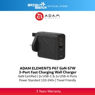 ADAM ELEMENTS P67 GaN 67W 3-Port Fast Charging Wall Charger