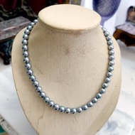 日本中古灰色幻彩淡水珍珠串珠頸鍊吊墜項鏈高級二手古著珠寶首飾