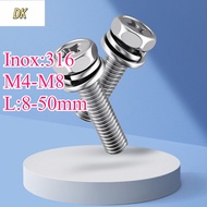 316 Stainless Steel Cross Outer Hexagon Three Combination Bolt M4/M5/M6/M8 【DK-C2】