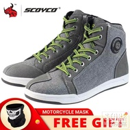 SCOYCO รองเท้ารถจักรยานยนต์ Botas Moto ไมโครไฟเบอร์หนัง Motocross Off-Road Racing รองเท้าขี่มอเตอร์ไ