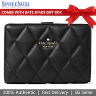 Kate Spade Wallet In Gift Box Carey Smooth Quilted Leather Medium Wallet Black # KA591