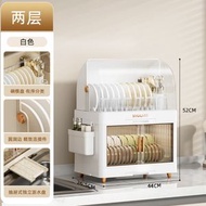 Others - 廚房碗碟收納置物架 雙層碗櫃帶蓋防塵大容量碗盤瀝水餐具收納架（快遞送貨上門）