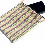手工編織布手機套 收納袋 票夾 悠遊卡套 側背包-南美洲條紋色彩