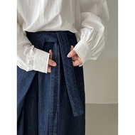 Luxi Retro Laced-Up High Waist Jeans Women 25 Autumn Commuter Covering Crotch Slimmer Look Wide-Leg 