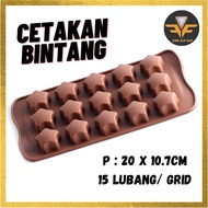Chocolate Mold BINTANG Star 15 Grid Chocolate Jelly Pudding Ice Cube Mold Star 15 Holes Silicone
