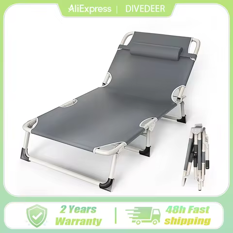 DIVEDEER Folding Bed Portable Home Use Ultra-Lightweight Outdoor Camping Bed Recliner Road Trip Trav