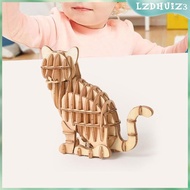 [lzdhuiz3] Puzzle Toy Pet Animal Learning Toy Develop Intelligence Wooden 3D Cat Puzzle