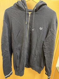 Fred Perry  男裝 黑色 拉鍊連帽外套  XL
