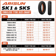 Arisun Tubeless Tyre 70/90 80/90 Racing Compound Tayar Tire Durable LC135 Y15 Max Adv 160 Vario