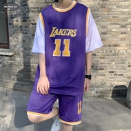 S-8XL Korean Version Basketball Sports Sets Men Plus Size Short Sleeve T Shirt+ Shorts