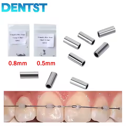 Dental 50pcs Orthodontic Crimpable Mini Stops on Archwire Brackets Ortodoncia Wires Falsos 25pcs 0.5