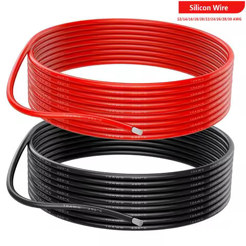 Hookup Insulated Electric Wire Black Red Fliexible Silicon Cable 22 18 16 12 20AWG Wire Power Cord 5