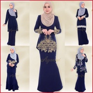 🌹BAJU KURUNG WANITA WARNA NAVY BLUE🌹 Koleksi Warna Biru Navy Baju Kurung Lace Plus Size XXS (32)-10X