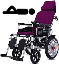 Fashionable Simplicity Foldable Electric Wheelchair With Headrest Lightweight Full Reclining Wheelchair Adjustable Backrest And Pedal Joystick Suitable For Elderly Patients 12A