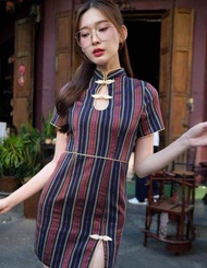 BAO BEI STRIPE NAVY-RED DRESS