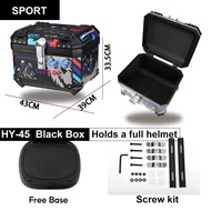 【New】45L Box Motorcycle Top Box Aluminium Motorcycle Kotak Motosikal Peti Motorcycle Accessories Box