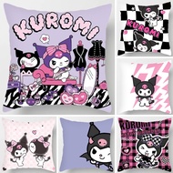 【Double-sided Printed 】Sanrio Kuromi pillow case Double-sided Printed Sarung bantal Polyester Cartoon Throw Pillow Cases Car Cushion Cover Sofa Home Decoration Square pillow45X45CM