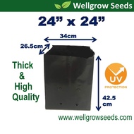 Polybag 24" x 24" (5 pcs) (Nursery Growing Bag Thick UV) Polibeg Hitam Fertigasi Tahan Kuat Lama