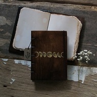 Moon Burnswood cover, notebook handmade notebook diary handmade wood 筆記本